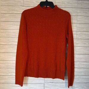 Women's Orange Cable Knit Sweater